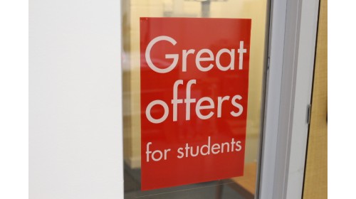 SBA407 A4 Window Banner - Great Offers for Students