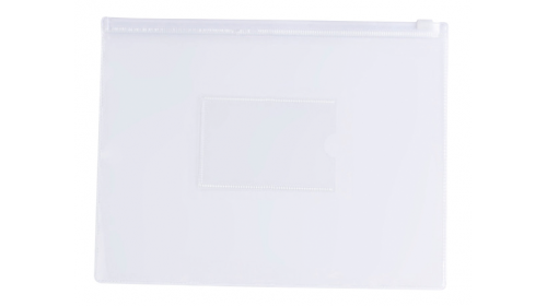 A5CWWE - Clear A5 Plastic Wallet with White zip lock. Pack of 12