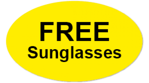 CL20 - FREE Sunglasses, black on yellow, self cling labels