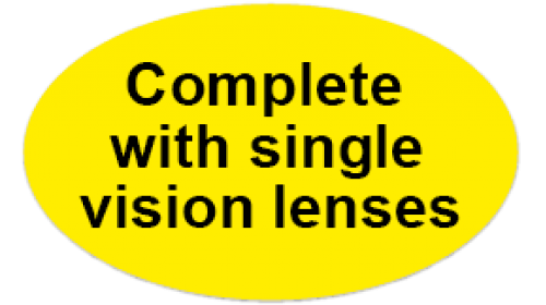 CL22- Complete with single vision lenses, black on yellow, self cling labels