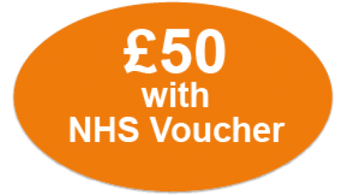 OP28 - £50 with NHS Voucher, white on orange.