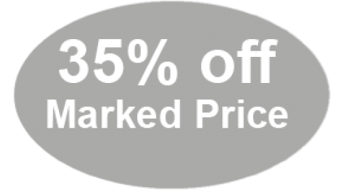 CL37 - 35% off Marked Price, white on grey, self cling labels.