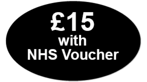 CL43 - £15 with NHS Voucher, white on black self cling labels.