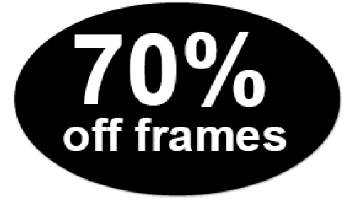 CL53 - 70% off frames, white on black self cling labels.