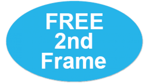 CL54 - FREE 2nd Frame, white on light blue, self cling labels.