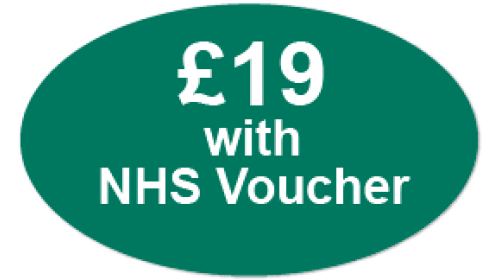 CL61 - £19 with NHS Voucher, white on green self cling labels.