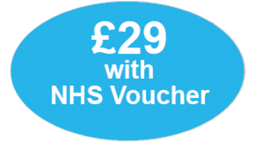 CL62 - £29 with NHS Voucher, white on light blue self cling labels.