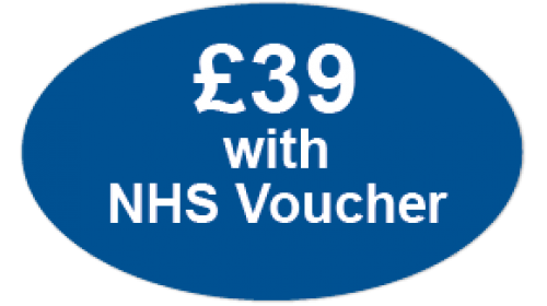 CL63 - £39 with NHS Voucher, white on dark blue self cling labels.