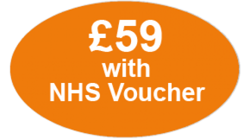 CL65 - £59 with NHS Voucher, white on orange self cling labels.