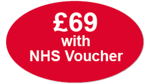 CL66 - £69 with NHS Voucher, white on red self cling labels.