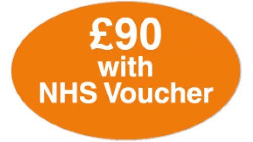 CL73 - £90 with NHS Voucher, white on orange self cling labels.
