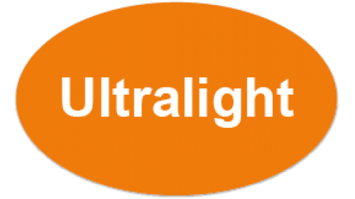 CL82 - Ultralight, white on orange, self cling labels.