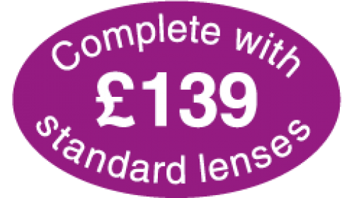 SL139 - Complete with standard lenses £139, white on purple.