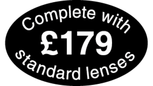 SL179 - Complete with standard lenses £179, white on black.