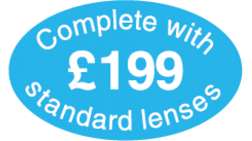 SL199 - Complete with standard lenses £199, white on light blue.