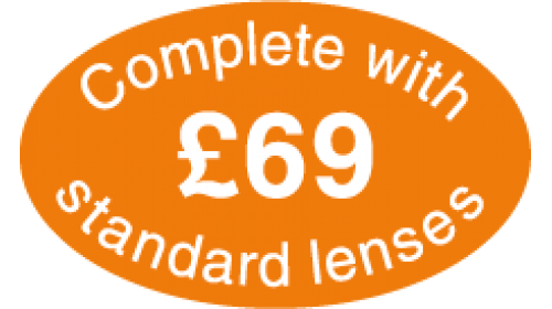SL69 - Complete with standard lenses £69, white on orange.