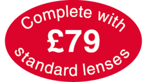 SL79 - Complete with standard lenses £79, white on red.