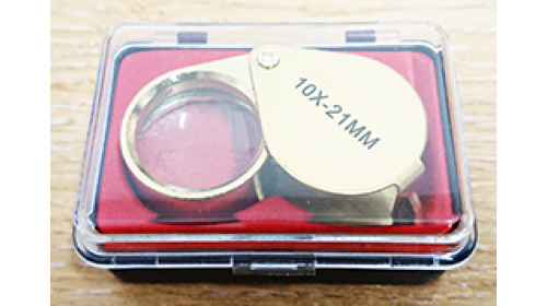 L2110G - Gilt Triplet Teardrop Loupe with 21mm lens. Magnification x 10.