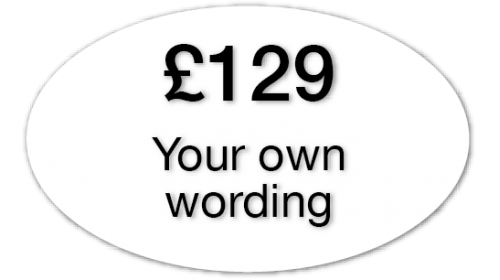 OV31 Black on Clear Price tickets 'Your own wording'