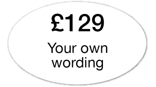 OV32 Black on White Price tickets 'Your own wording'