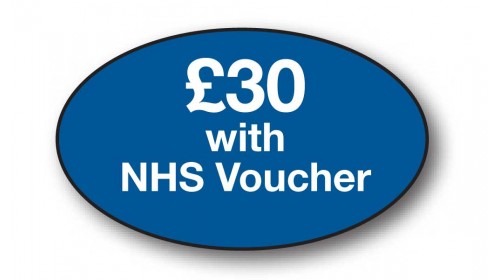 CL15 - £30 with NHS Voucher, white on dark blue self cling labels.