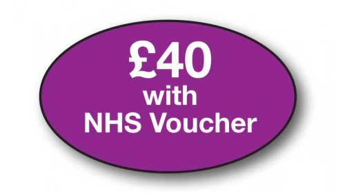 CL27 - £40 with NHS Voucher, white on purple self cling labels.