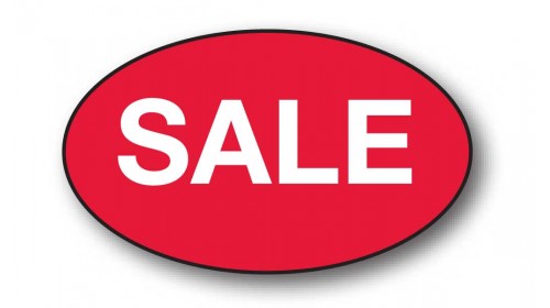 CL60- SALE, white on red self cling labels